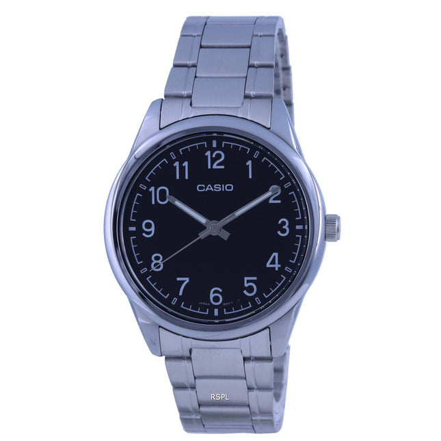 Casio Black Dial Stainless Steel Analog Quartz MTP-V005D-1B4 MTPV005D-1 Mens Watch