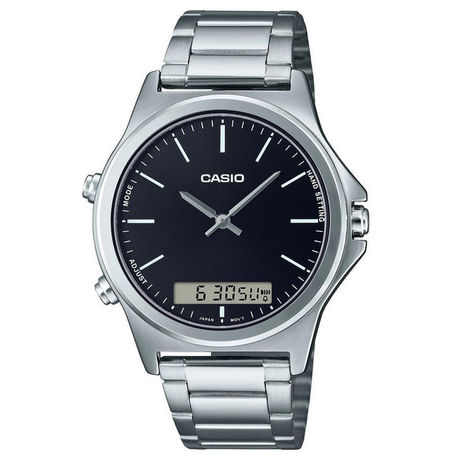 Casio Analog Digital Black Dial Stainless Steel MTP-VC01D-1E MTPVC01D-1 Men's Watch