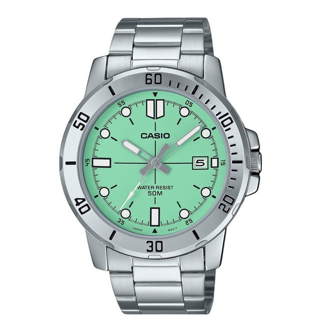Casio Standard Analog Stainless Steel Mint Green Dial Quartz MTP-VD01D-3E1V Men's Watch