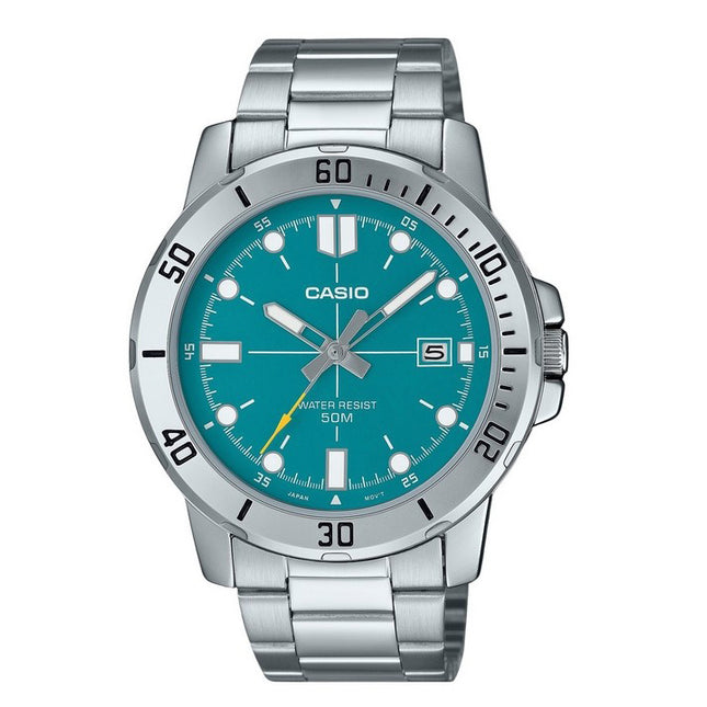 Casio Standard Analog Stainless Steel Turquoise Blue Dial Quartz MTP-VD01D-3E2V Men's Watch