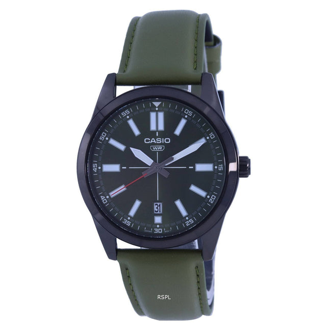 Casio Analog Black Dial Leather Strap Quartz MTP-VD02BL-3E MTPVD02BL-3 Men's Watch