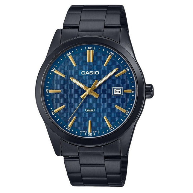 Casio Standard Analog Black Ion Plated Stainless Steel Blue Dial Quartz MTP-VD03B-2A Men's Watch