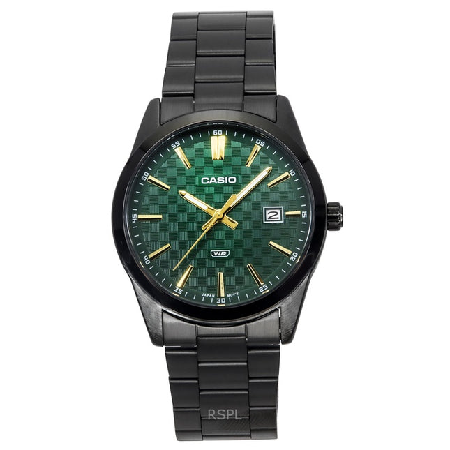 Casio Standard Analog Ion Plated Stainless Steel Green Dial Quartz MTP-VD03B-3A Men's Watch