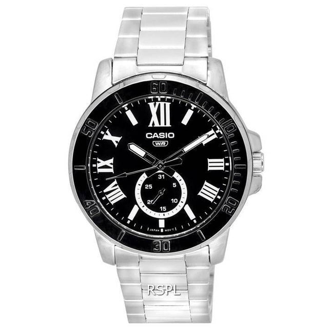 Casio Analog Stainless Steel Black Dial Quartz MTP-VD200D-1B MTPVD200D-1B Men's Watch