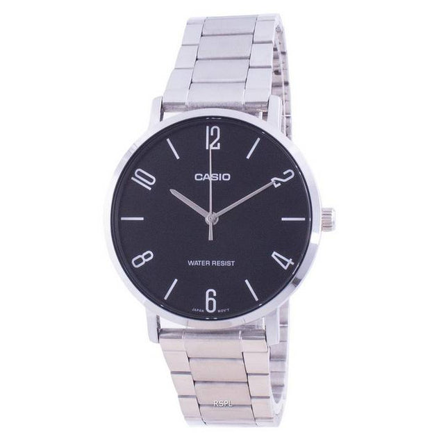 Casio Black Dial Stainless Steel Quartz MTP-VT01D-1B2 MTPVT01D-1B2 Men's Watch