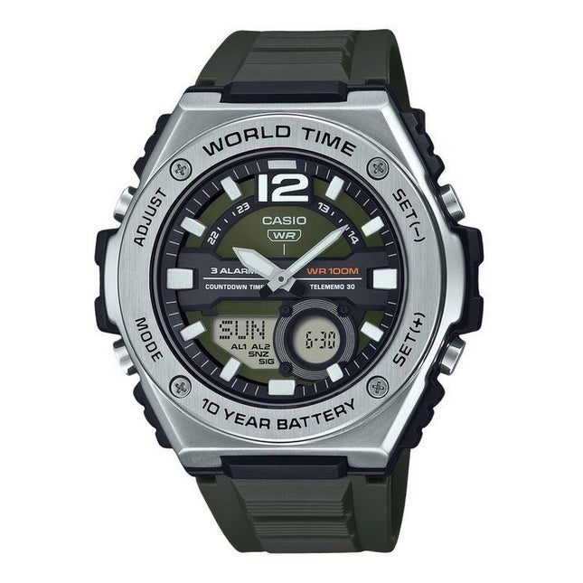 Casio Standard Analog Digital Resin Strap Green Dial Quartz MWQ-100-3AV 100M Men's Watch