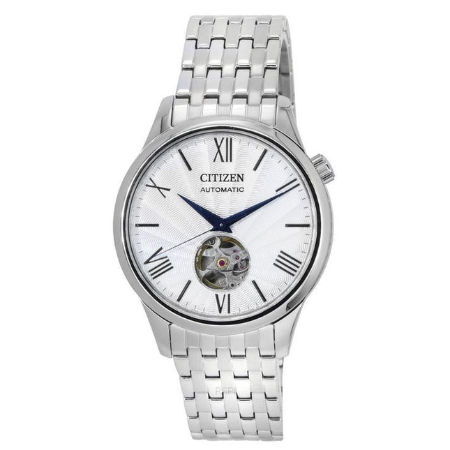 Citizen Stainless Steel Open Heart Silver Dial Automatic NH9130-84A Men's Watch