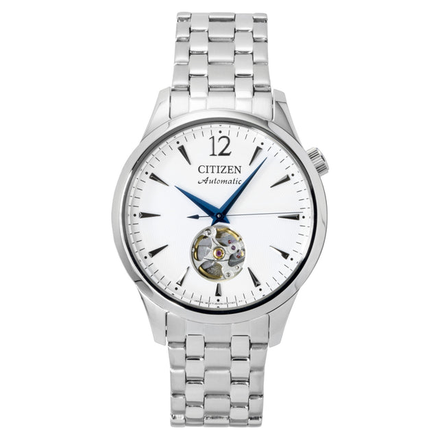 Citizen Stainless Steel Open Heart White Dial Automatic NH9131-73A Men's Watch