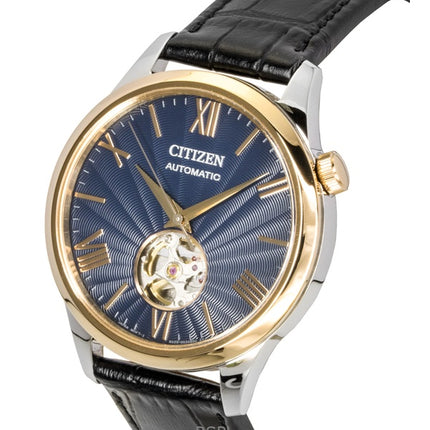 Citizen Leather Strap Open Heart Blue Dial Automatic NH9136-02L Men's Watch