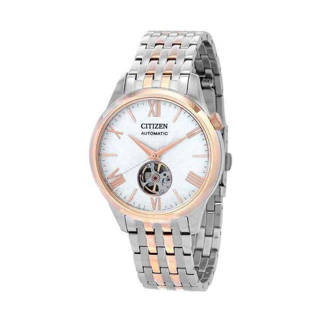 Citizen Two Tone Stainless Steel Open Heart White Dial Automatic NH9136-88A Men's Watch