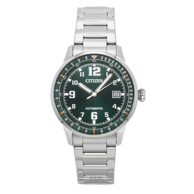 Citizen Urban Military Stainless Steel Green Dial Automatic NJ0190-51X 100M Men's Watch