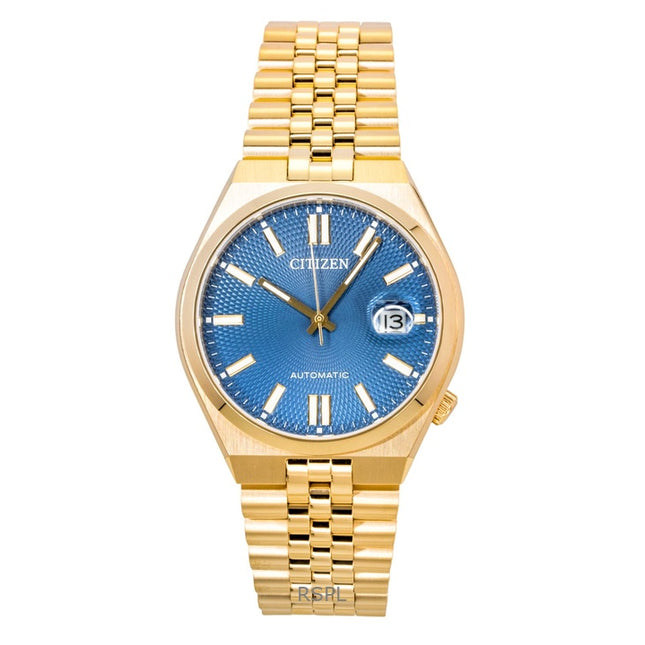 Citizen Tsuyosa 60 Rose Gold Tone Stainless Steel Blue Dial Automatic NK0023-57L 100M  Men's Watch