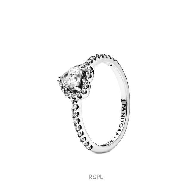 Pandora Elevated Heart Ring With Clear Cubic Zirconia P-198421C01-54 For Women