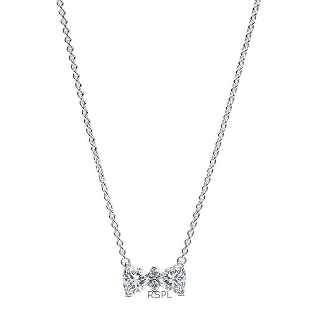 Pandora Sparkling Bow Necklace With Clear Cubic Zirconia P-393509C01-45 For Women