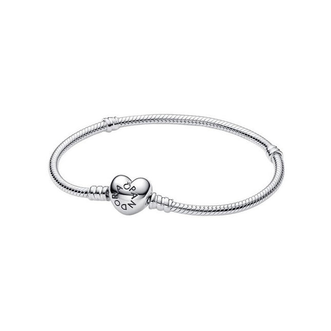 Pandora Moments Silver Bracelet With Heart Shaped Clasp 590719-18 For Women