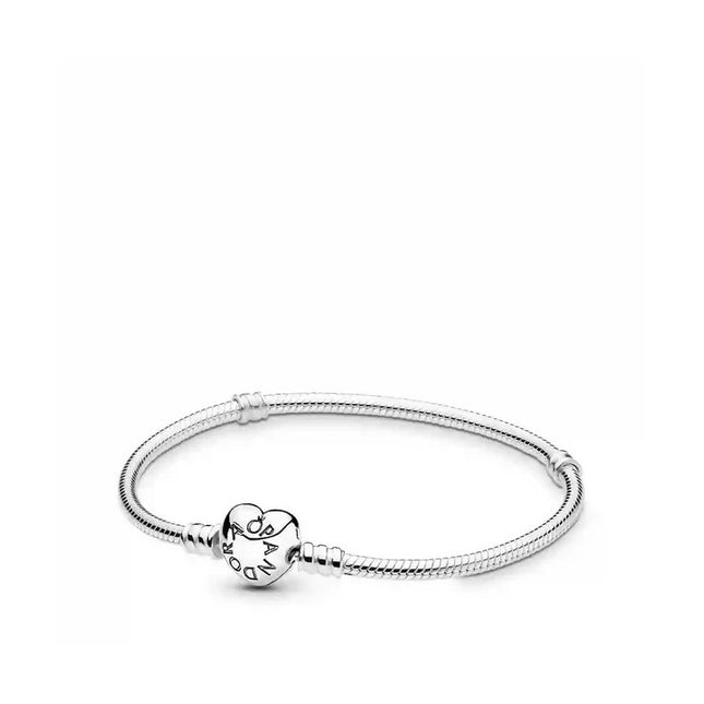 Pandora Moments Heart Clasp Snake Chain Bracelet 590719-21 For Women