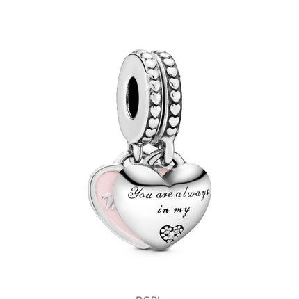 Pandora Mother And Daughter Hearts With Pink Enamel And Clear Cubic Zirconia P-792072EN40 For Women