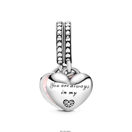 Pandora Mother And Daughter Hearts With Pink Enamel And Clear Cubic Zirconia P-792072EN40 For Women