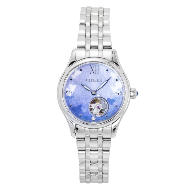 Citizen Limited Edition Stainless Steel Open Heart Light Blue Dial Automatic PR1040-88N Women's Watch