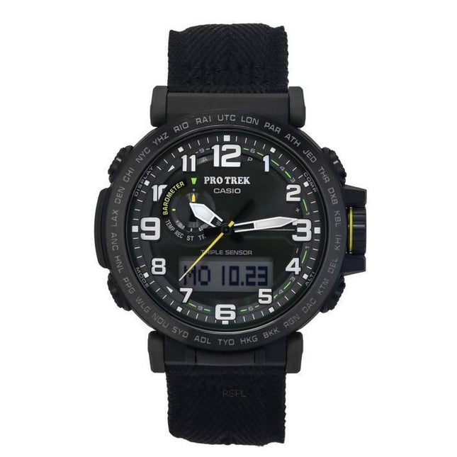 Casio ProTrek Analog Digital Bio Based Resin And Cloth Strap Green Dial Solar PRG-601YB-3 100M Men's Watch