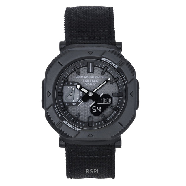 Casio Pro Trek Analog Digital White Mountaineering Black Dial Solar PRJ-B001WM-1 100M Men's Watch