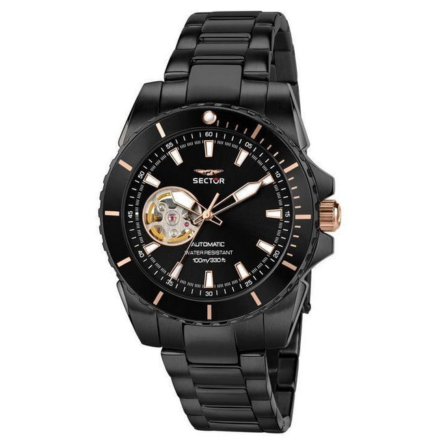 Sector 450 Automatico Stainless Steel Open Heart Black Dial Automatic R3223276002 100M Men's Watch