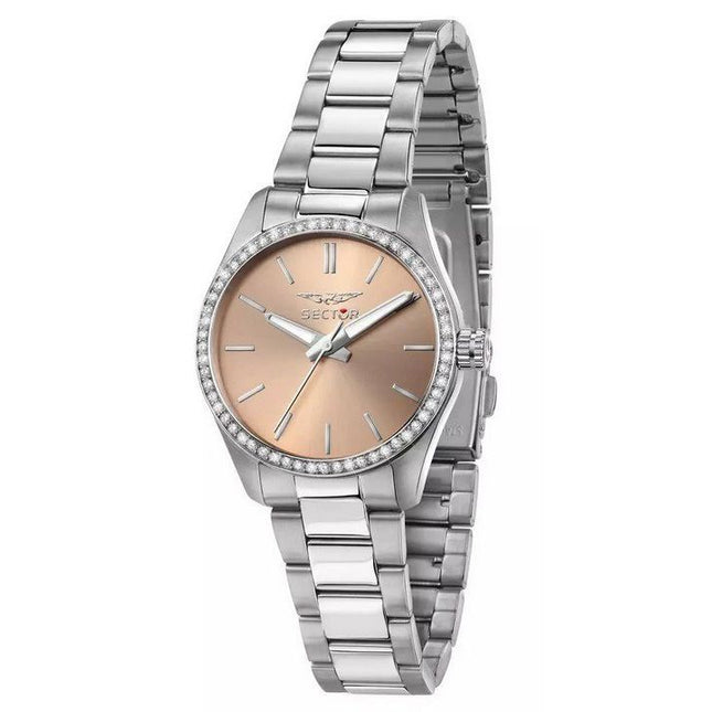 Sector 270 Just Time Crystal Accents Stainless Steel Rose Gold Dial Quartz R3253578506 Women's Watch