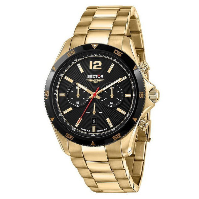 Sector 650 Chronograph Gold Tone Stainless Steel Black Dial Quartz R3273631002 100M Men's Watch