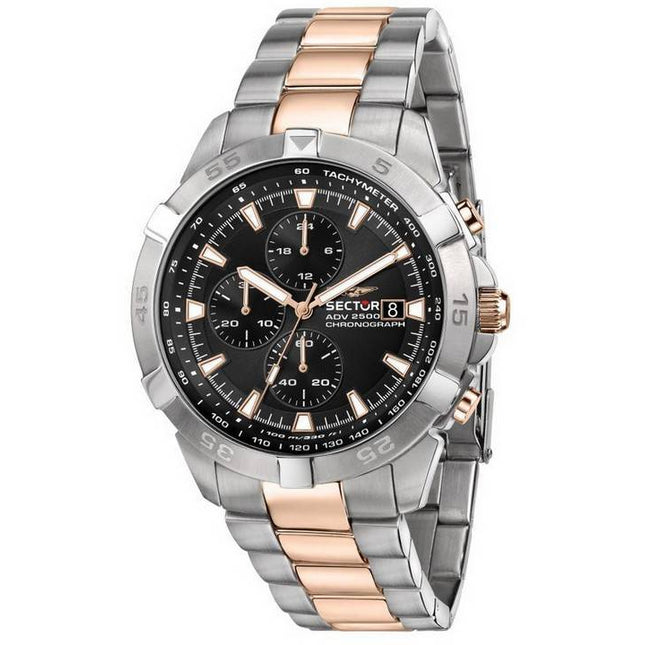 Sector ADV2500 Chronograph Black Dial Two Tone Stainless Steel Quartz R3273643002 100M Men's Watch