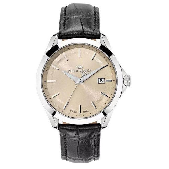 Philip Watch Blaze Leather Strap Beige Dial Quartz R8251165008 100M Men's Watch