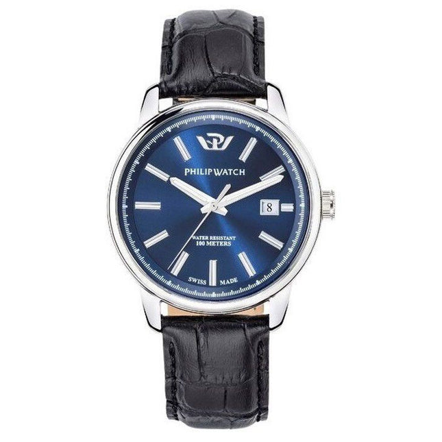 Philip Watch Kent Collection Anniversary Leather Strap Blue Dial Quartz R8251178013 100M Men's Watch