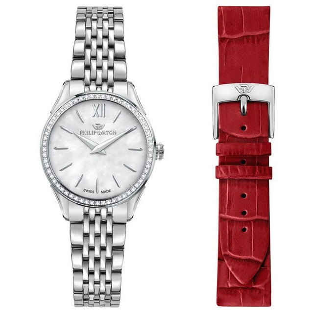 Philip Watch Roma Stainless Steel White Dial Quartz R8253217506 Women's Watch With Extra Strap