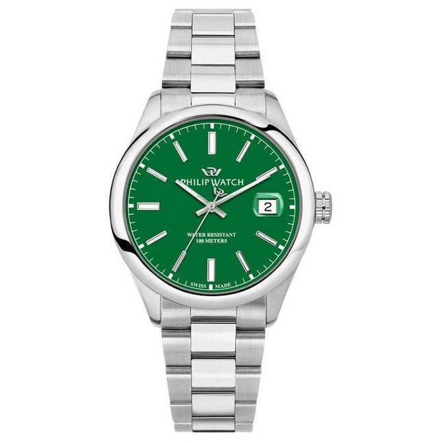 Philip Watch Caribe Urban Stainless Steel Green Dial Quartz R8253597643 100M Men's Watch
