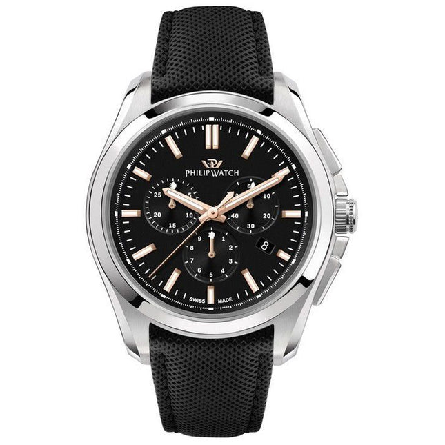 Philip Watch Amalfi Chronograph Leather Strap Black Dial Quartz R8271618002 100M Men's Watch