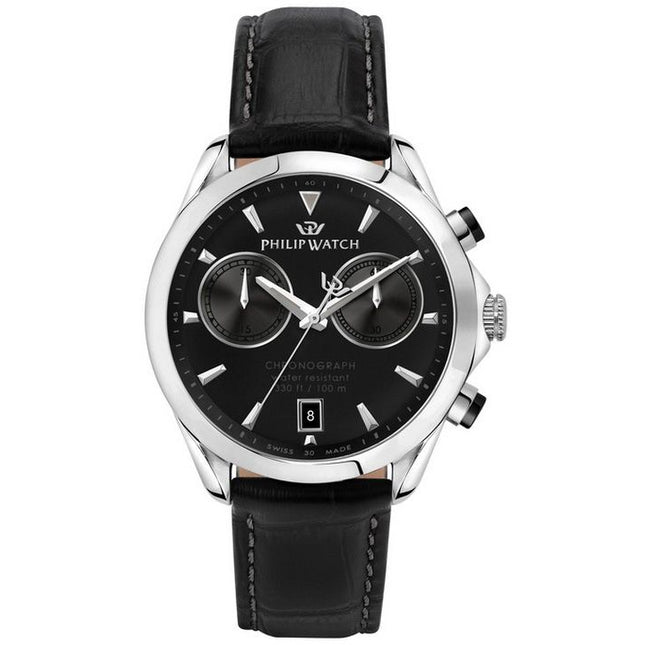 Philip Watch Blaze Chronograph Leather Strap Black Dial Quartz R8271665009 100M Men's Watch