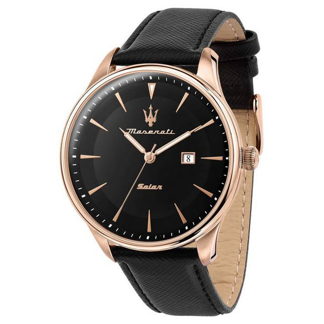 Maserati Tradizione Black Matt Dial Leather Quartz R8851146001 100M Men's Watch
