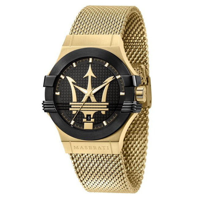 Maserati Potenza Gold Tone Stainless Steel Black Dial Quartz R8853108006 100M Men's Watch