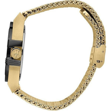 Maserati Potenza Gold Tone Stainless Steel Black Dial Quartz R8853108006 100M Men's Watch