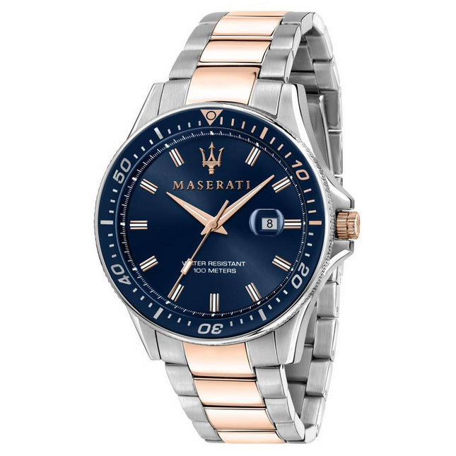 Maserati Sfida Blue Dial Two Tone Stainless Steel Quartz R8853140003 100M Men's Watch