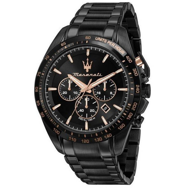 Maserati Traguardo Chronograph Stainless Steel Black Dial Quartz R8873612048 100M Men's Watch