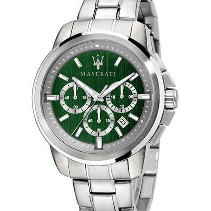 Maserati Successo Chronograph Green Dial Stainless Steel Quartz R8873621017 Men's Watch
