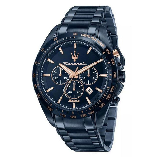 Maserati Traguardo Chronograph Stainless Steel Blue Dial Solar R8873649001 100M Men's Watch