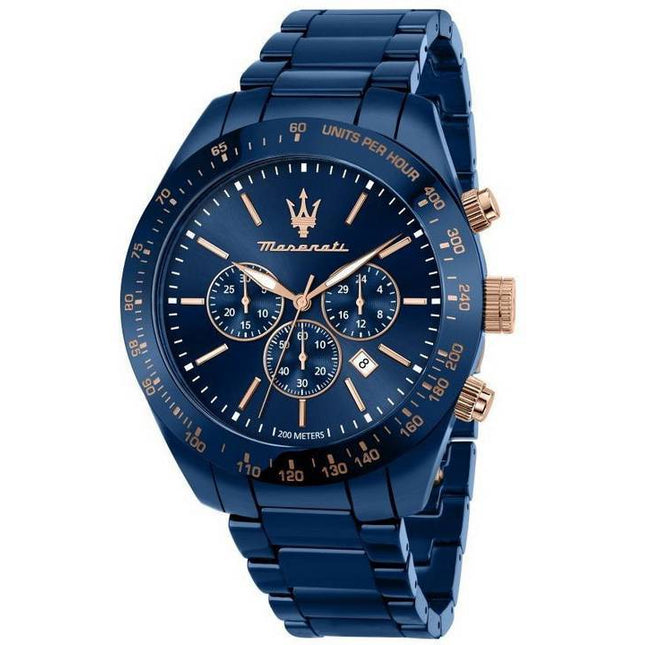 Maserati Traguardo Chronograph Stainless Steel Blue Dial Diver's Quartz R8873650002 200M Men's Watch