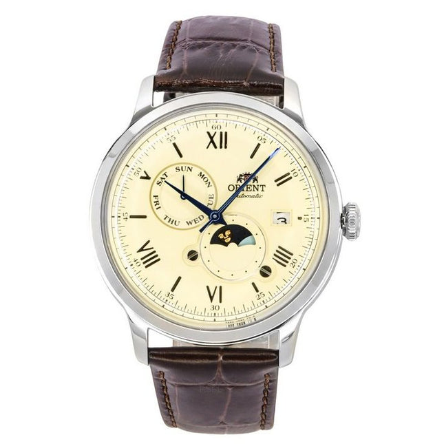 Orient Bambino Version 9 Sun And Moon Phase Champagne Dial Automatic RA-AK0803Y10B RA-AK0803Y30B Men's Watch