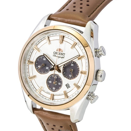 Orient Contemporary Chronograph Leather Strap White Dial Quartz RA-TX0306S Men's Watch