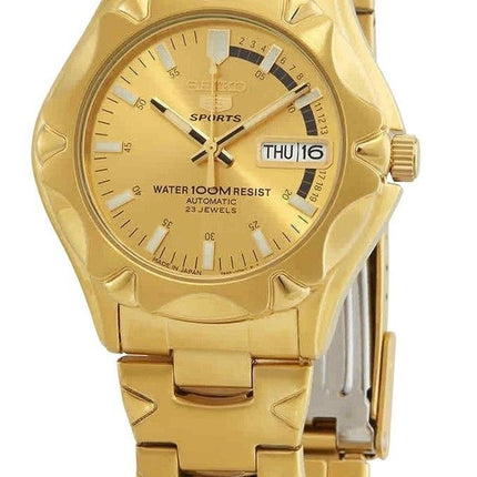 Refurbished Seiko 5 Sports Gold Tone Stainless Steel Gold Dial Automatic SNZ450J1 100M Men's Watch