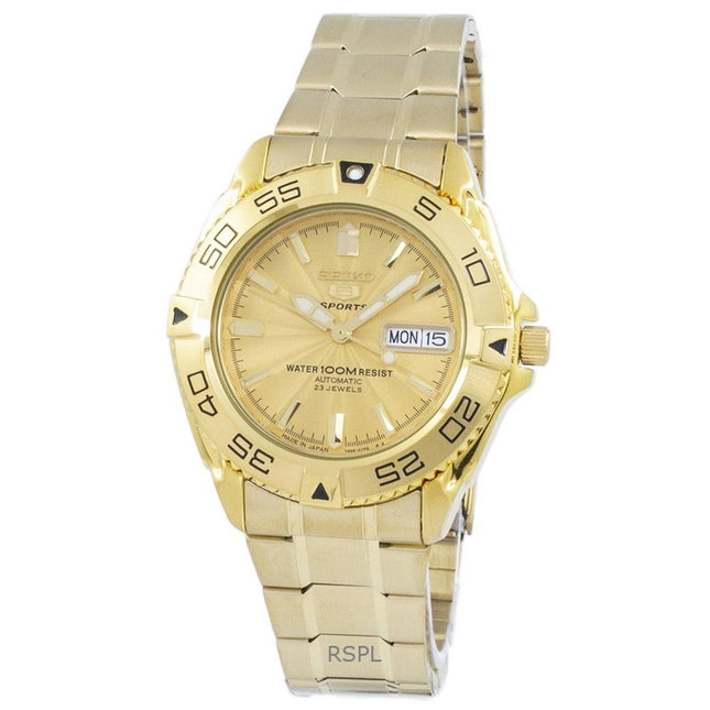 Refurbished Seiko 5 Sports Gold Dial Automatic SNZB26J1 Men's Watch