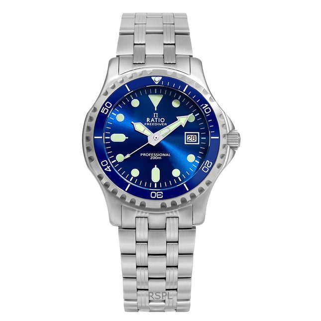 Ratio FreeDiver Professional Sapphire Blue Sunray Dial Quartz RTF007 200M Men's Watch