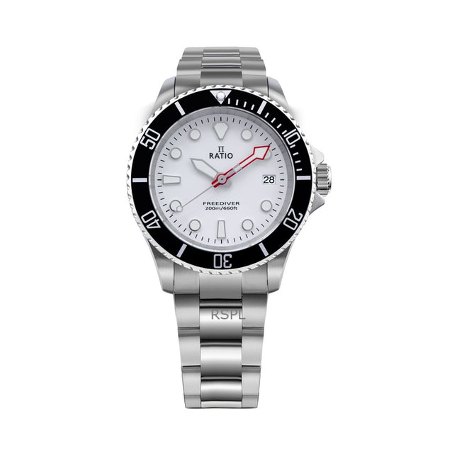 Ratio FreeDiver Sapphire Stainless Steel White Dial Quartz RTF037 200M Men's Watch