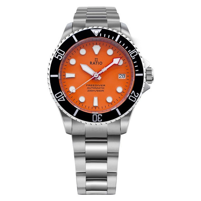 Refurbished Ratio FreeDiver Sapphire Stainless Steel Orange Dial Automatic RTF045 200M Men's Watch